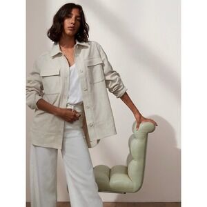 Banana Republic Canvas Shirt Jacket Cream Textured Weave Women's Small NWT